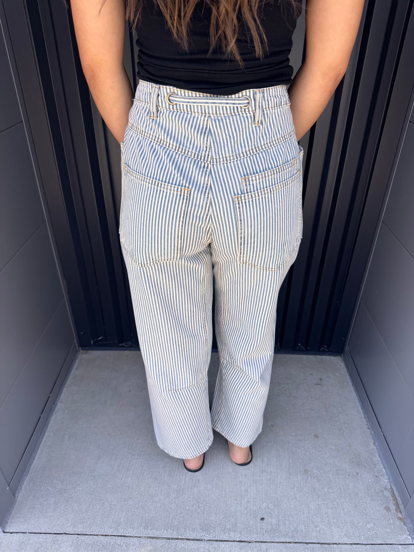 Striped Washed Twill Jeans