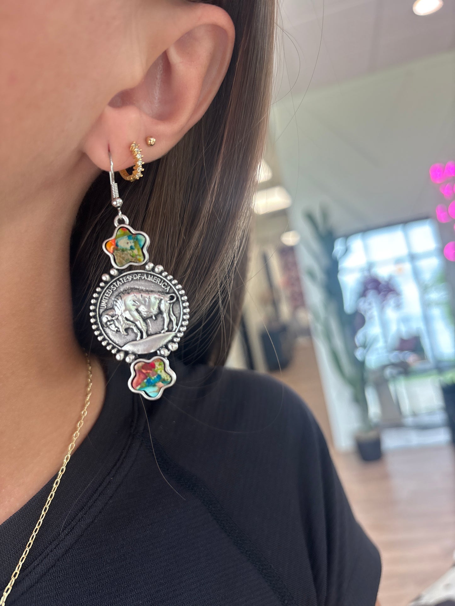 coin earrings with star details