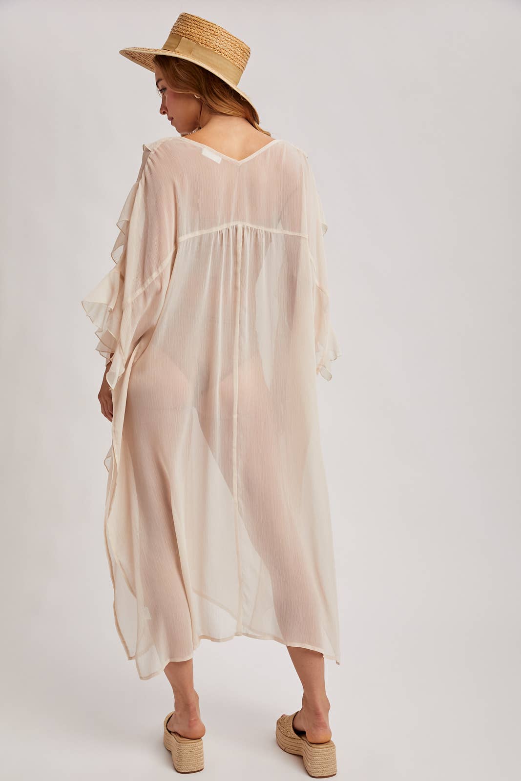 Sheer Ruffled Blush Kimono