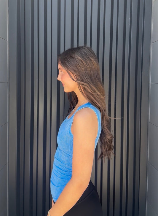 Ribbed Sleeveless Tank Top Ocean