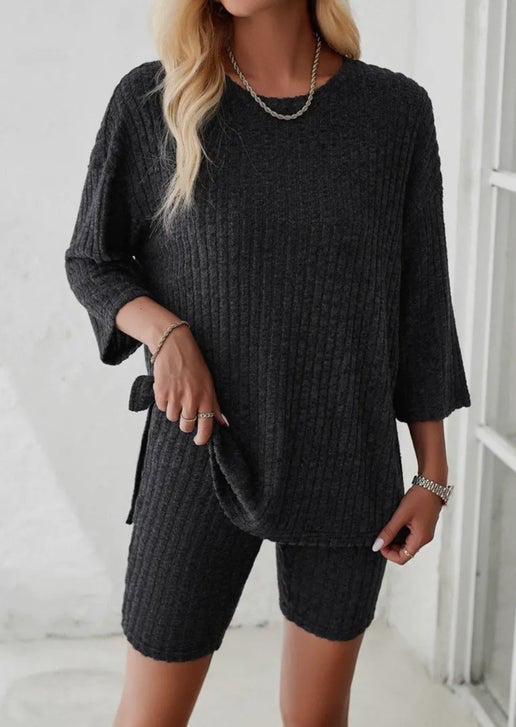 Charcoal Ribbed Set