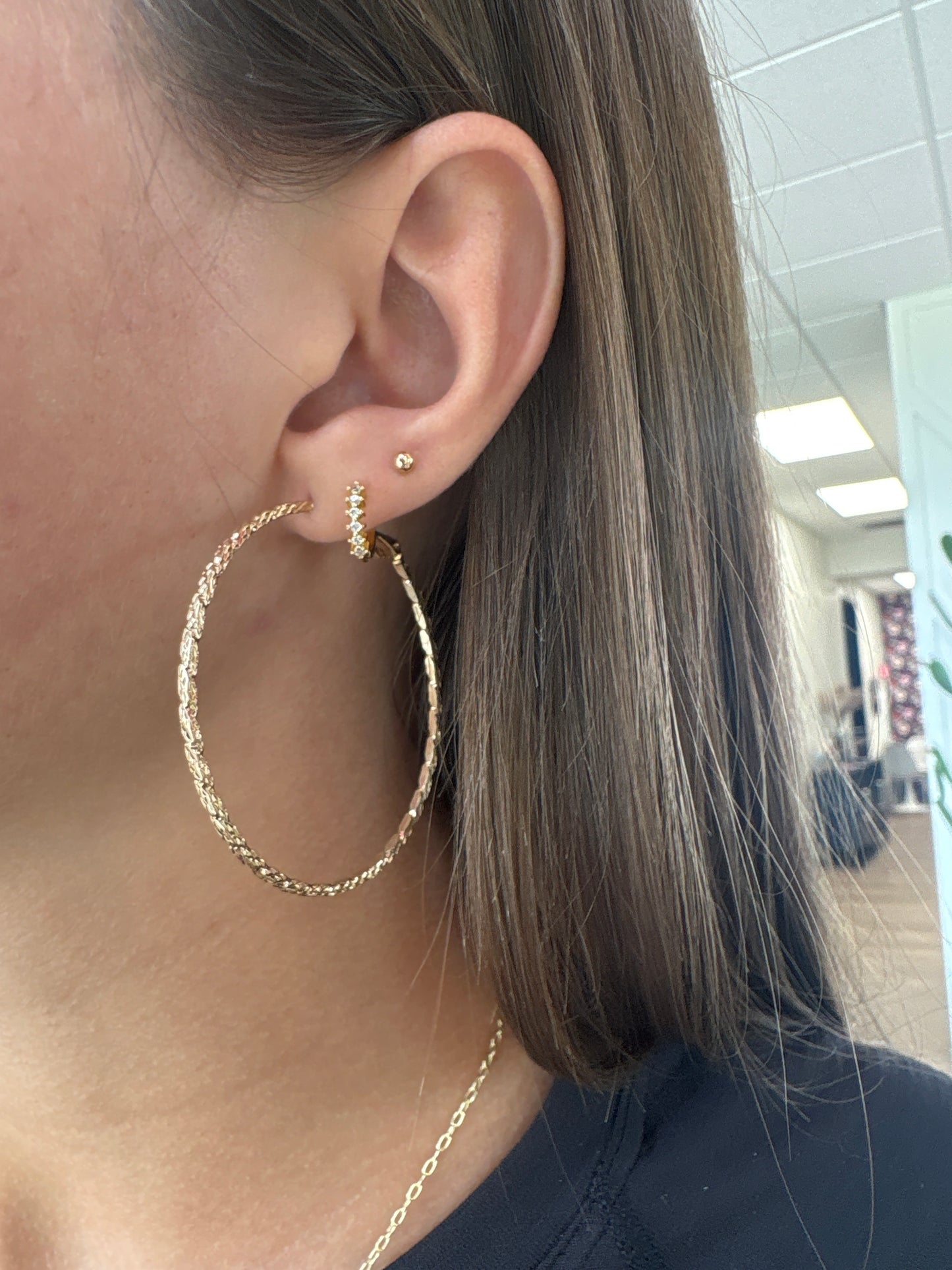 dainty braided gold hoops