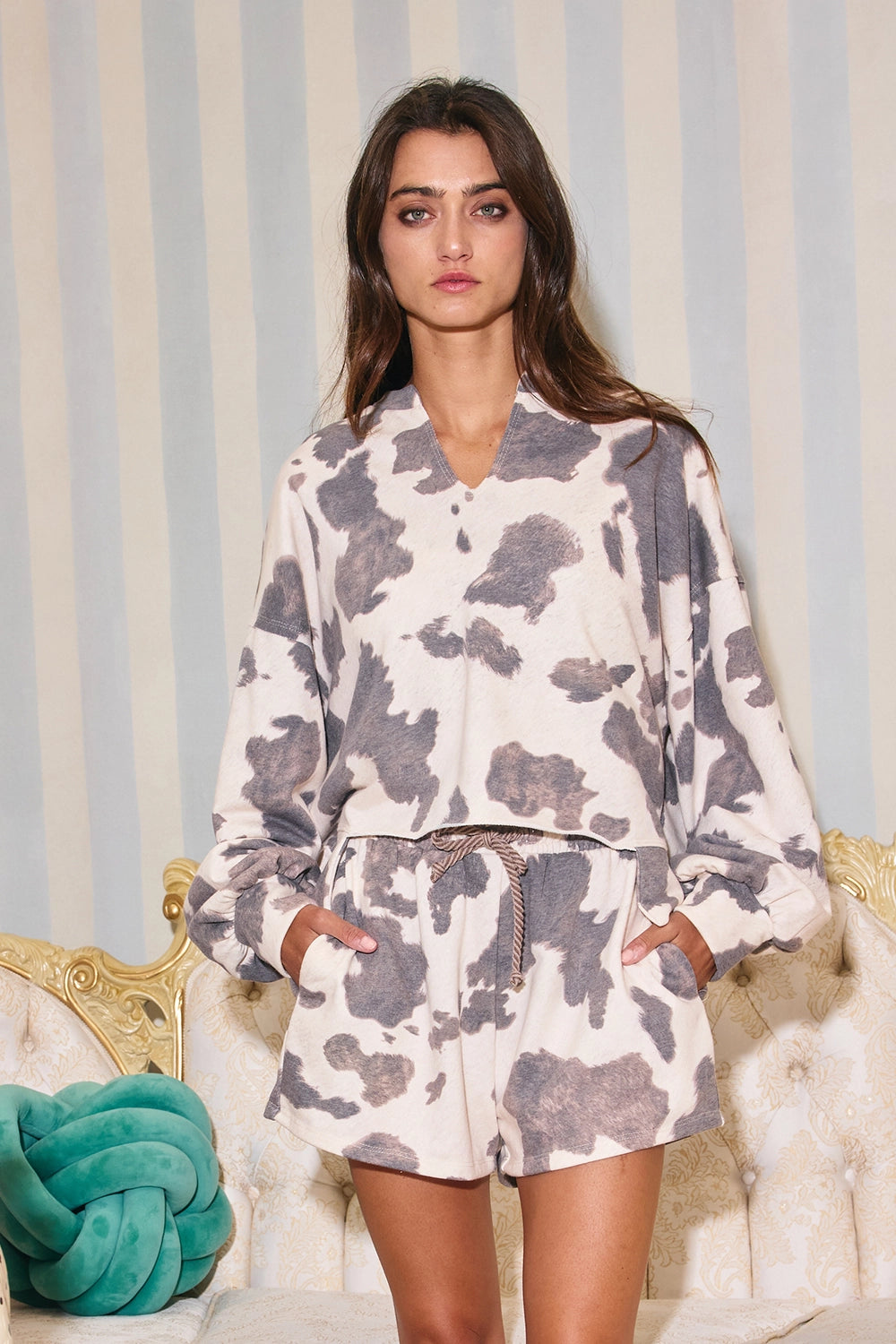 Cow Print Oversized Crop Top