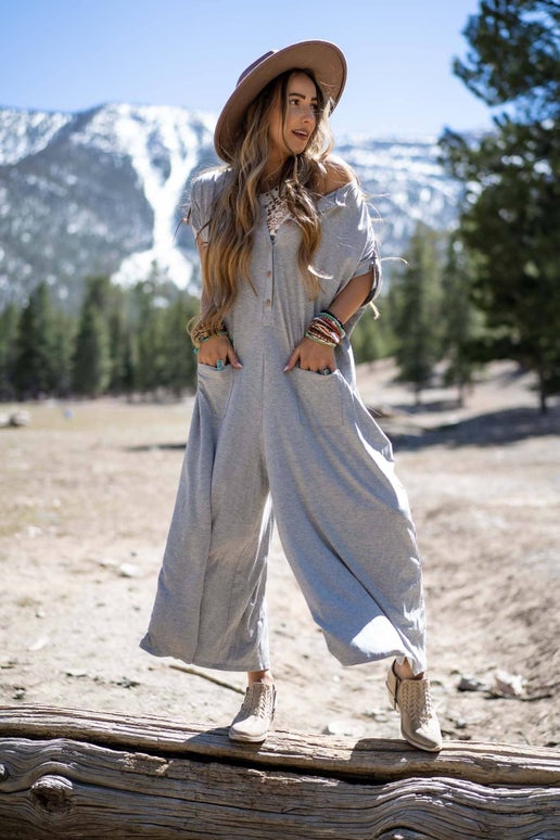 Heather Gray Wide Leg Jumpsuit