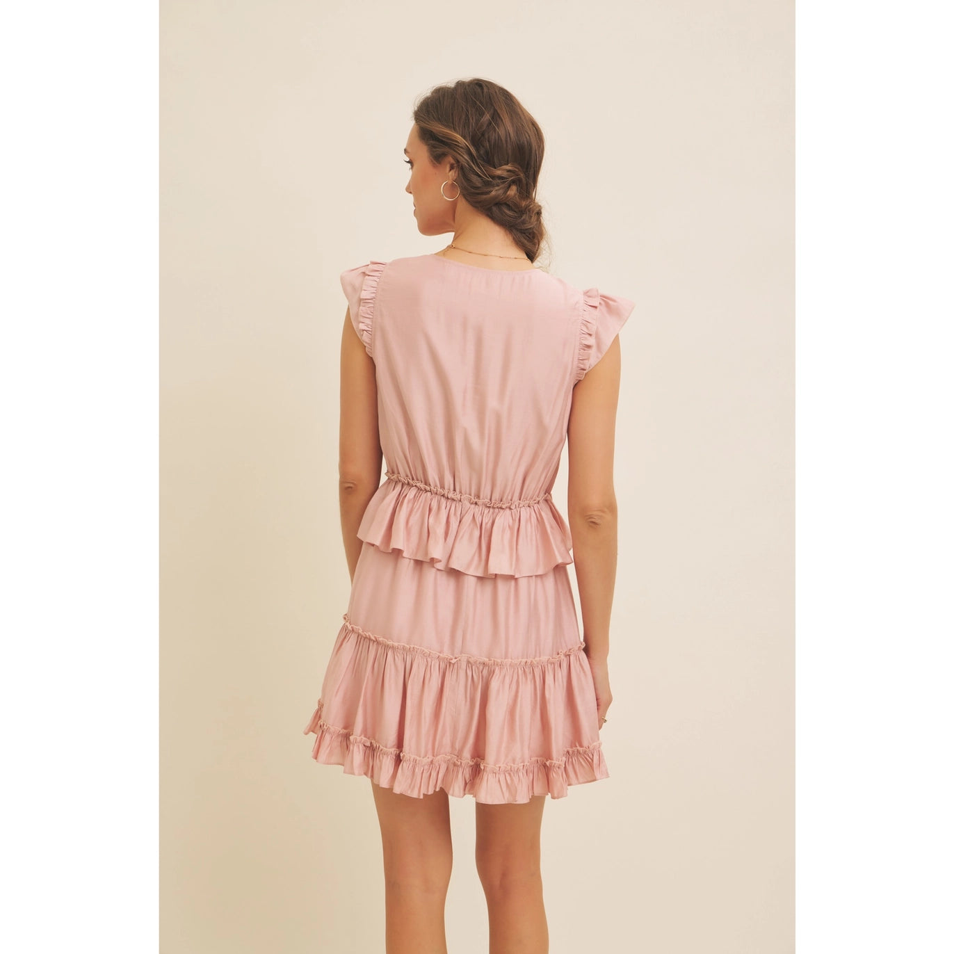 Ruffled Dusty Rose Mini Dress