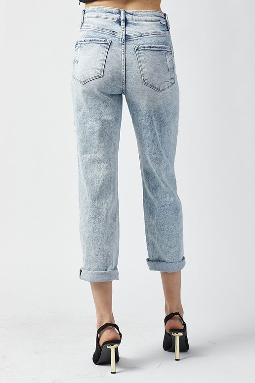 Light Wash High-Rise Boyfriend Fit Denim | Risen Jeans