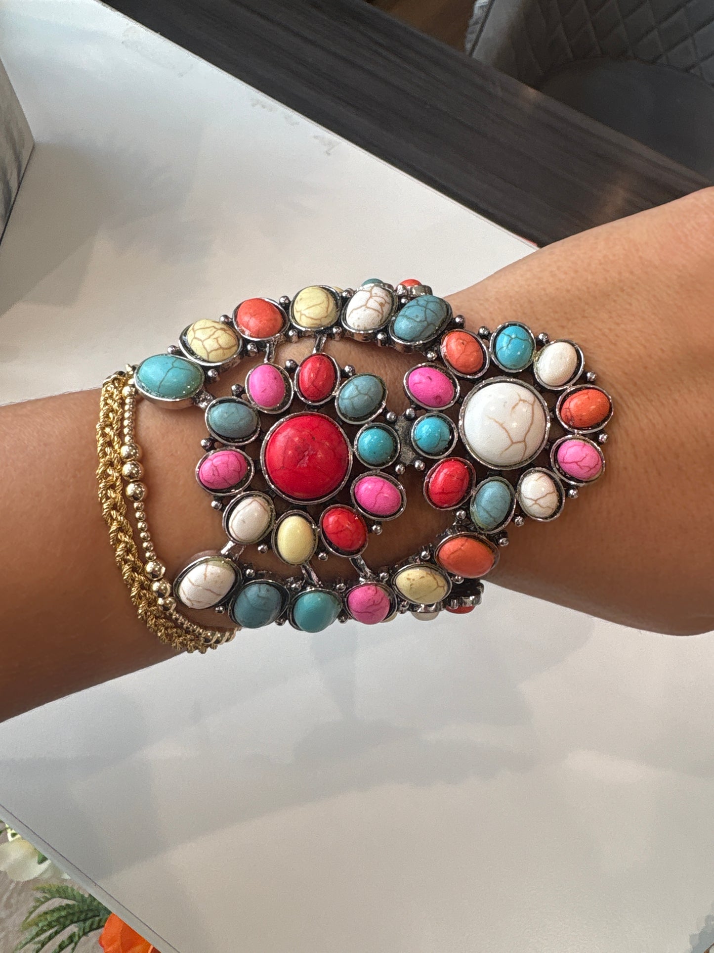 colorful chunky stone bracelet