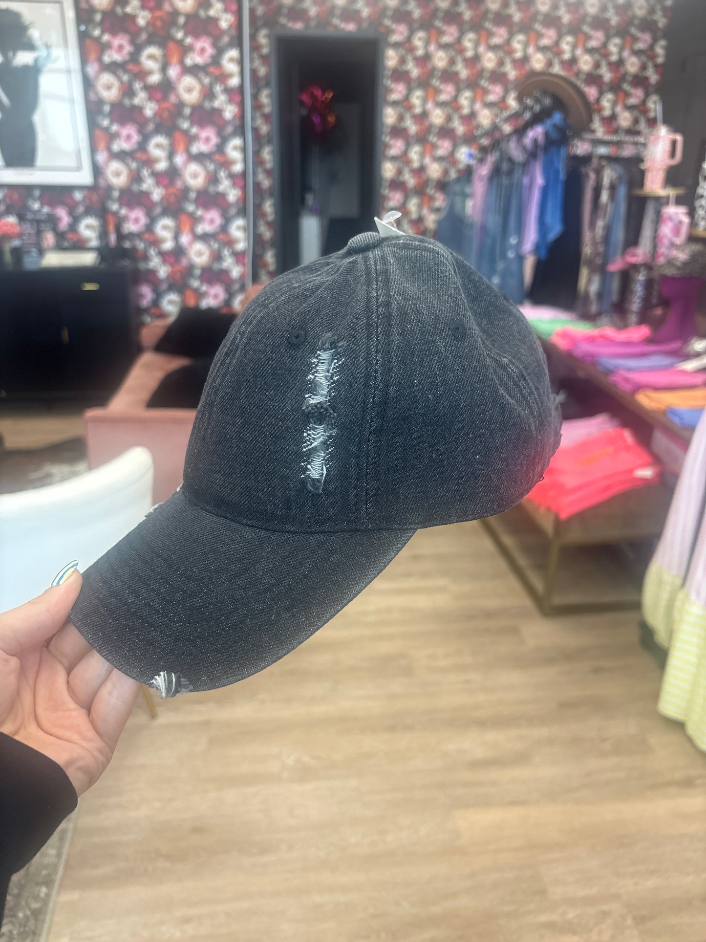 Black Denim Baseball Cap