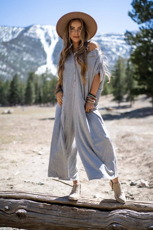 Heather Gray Wide Leg Jumpsuit