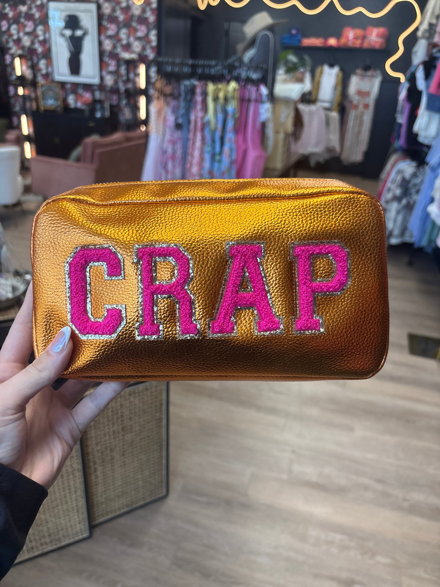 Pink & Orange Metallic Crap Bag