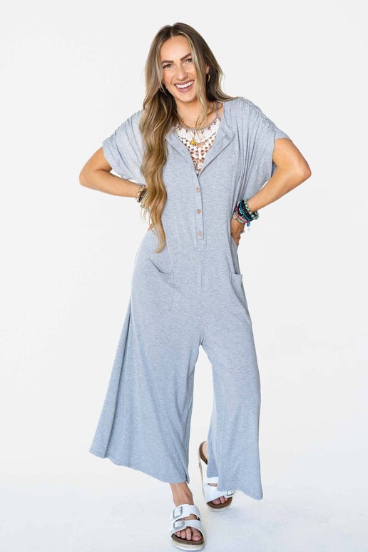 Heather Gray Wide Leg Jumpsuit