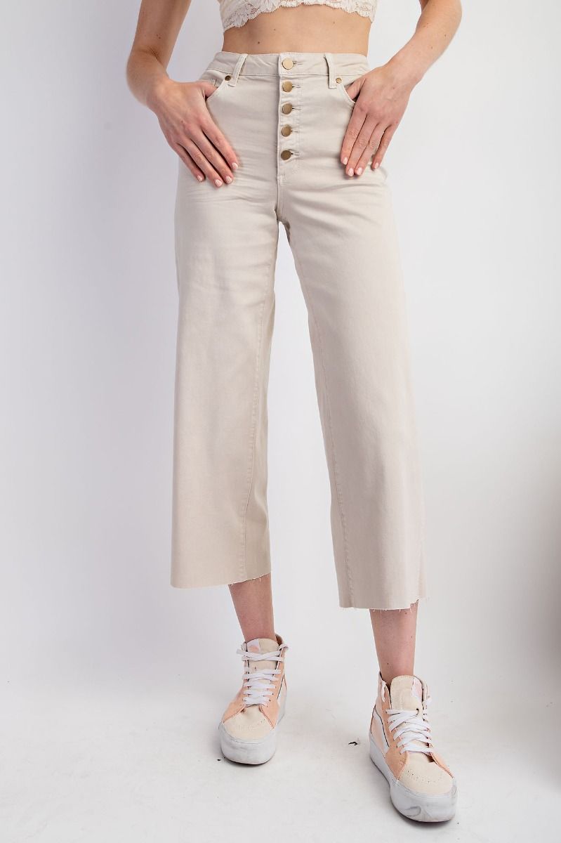 Button Front Crop Pant (multiple colors)
