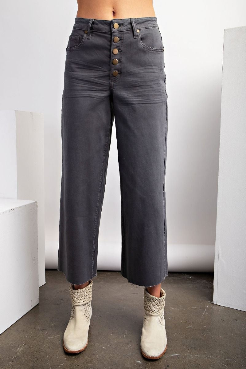 Button Front Crop Pant (multiple colors)