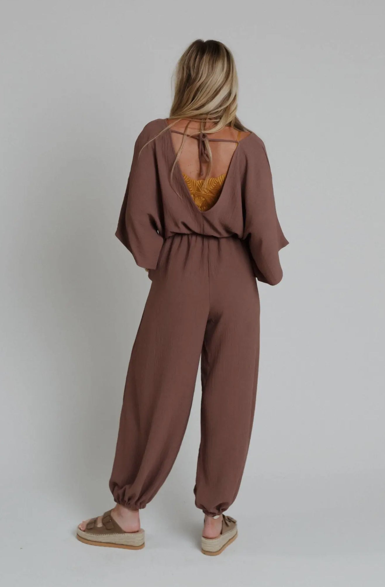 Mocha Drawstring Jumpsuit