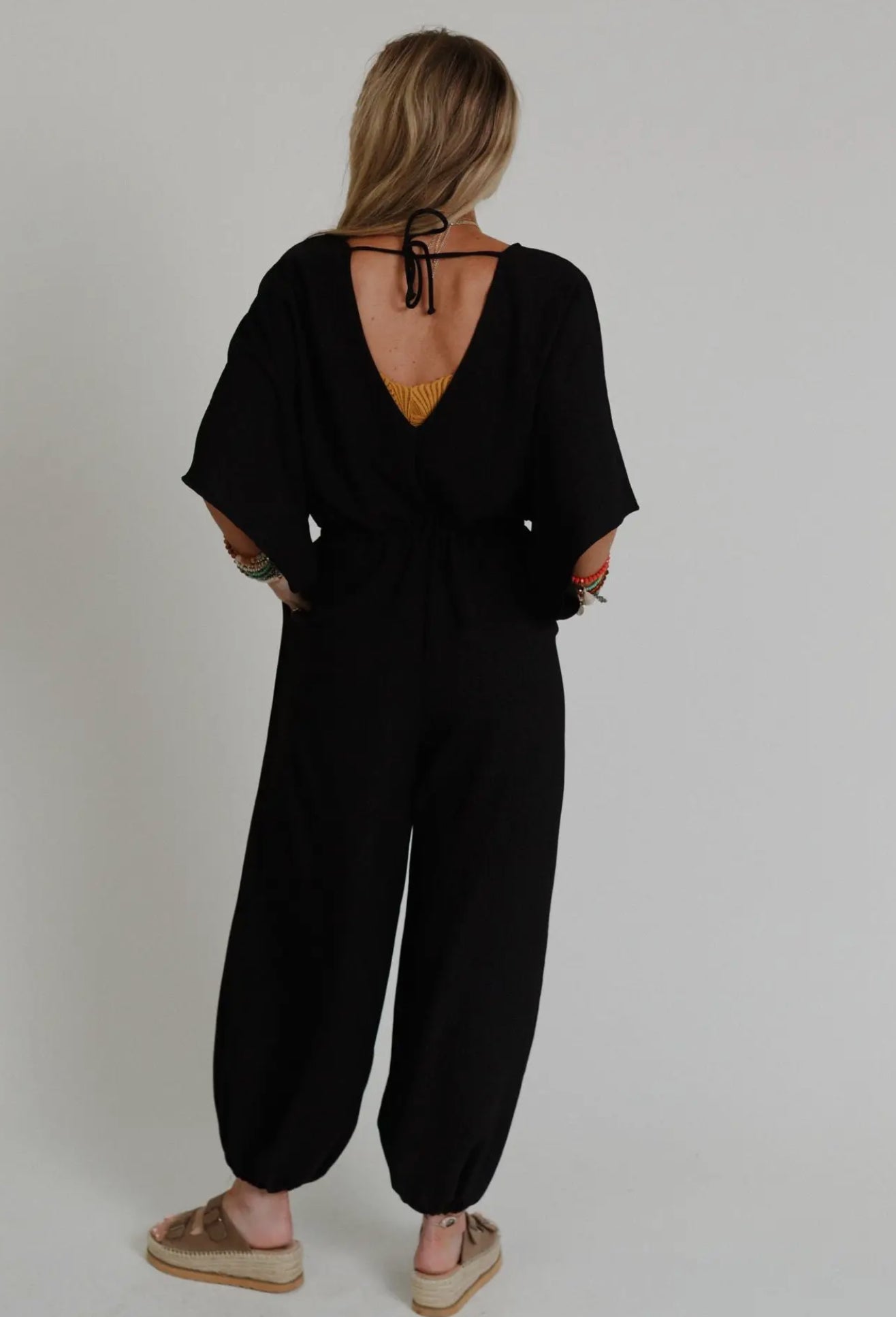 Black Drawstring Jumpsuit