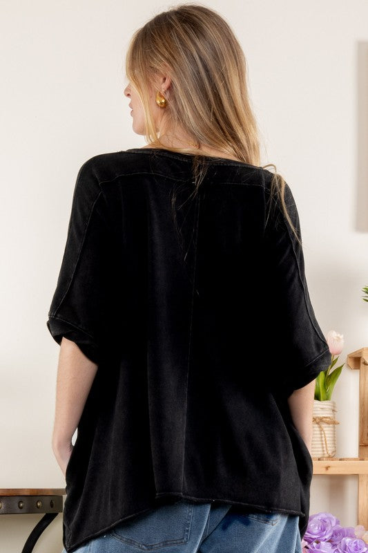Black Oversized Star Crop