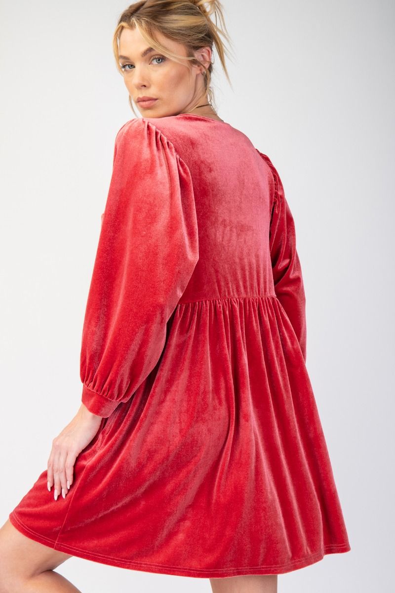 Lipstick Pink Velvet Dress