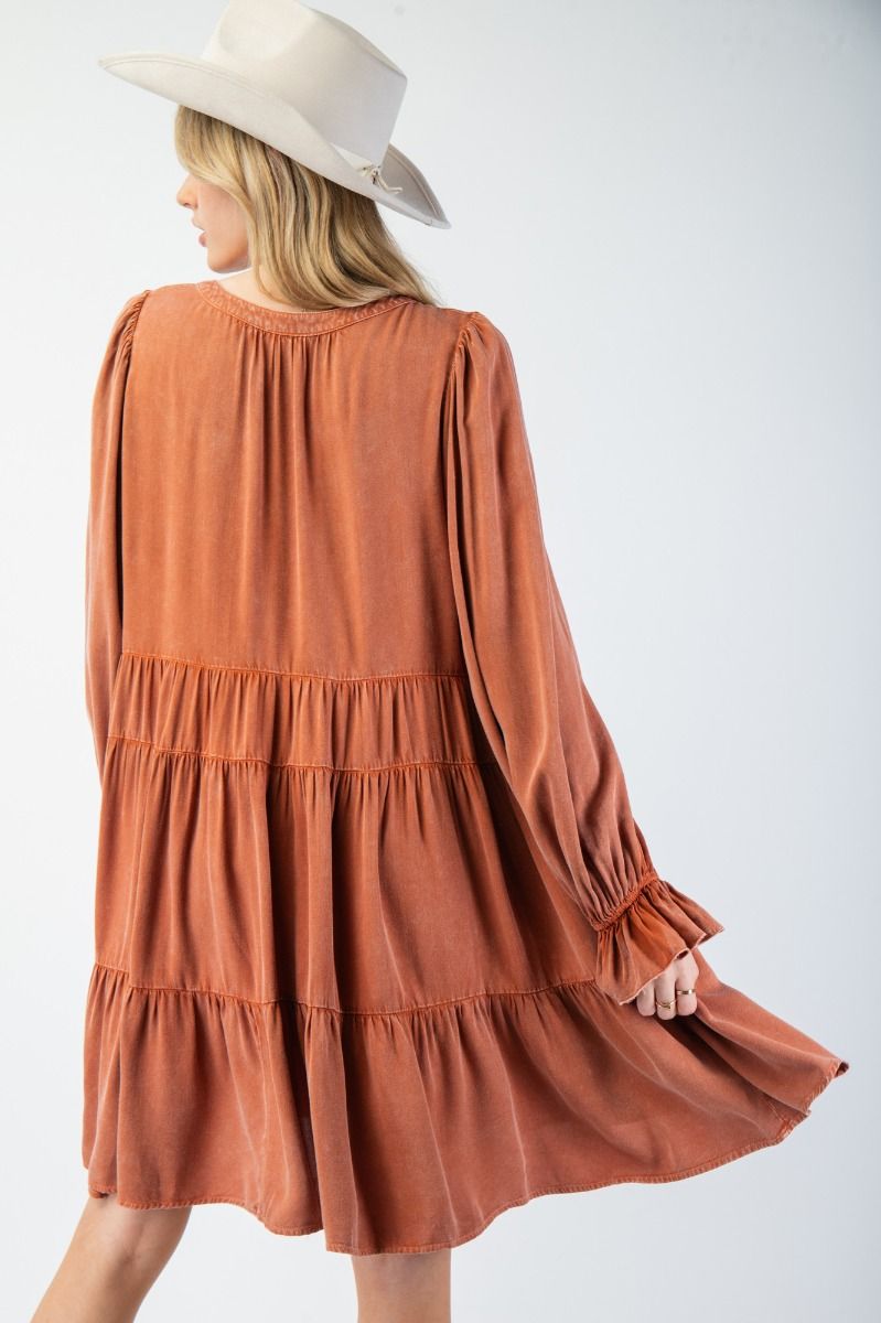 Rust Tiered Dress