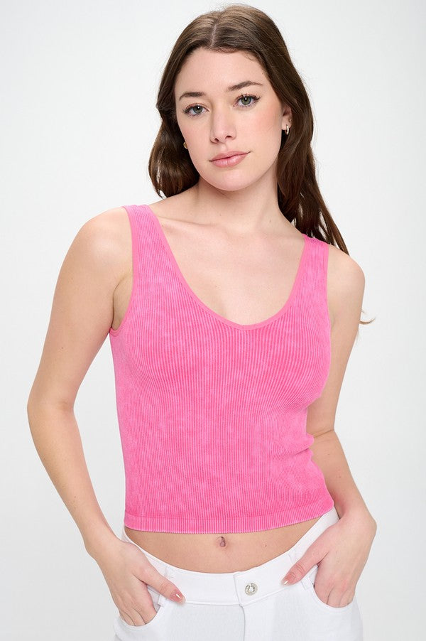 Stonewashed Reversible Ribbed Tank (multiple colors)