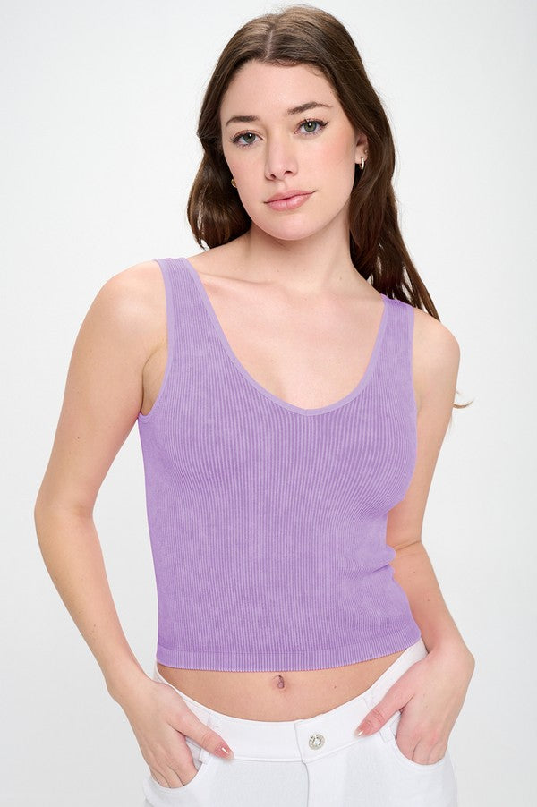 Stonewashed Reversible Ribbed Tank (multiple colors)