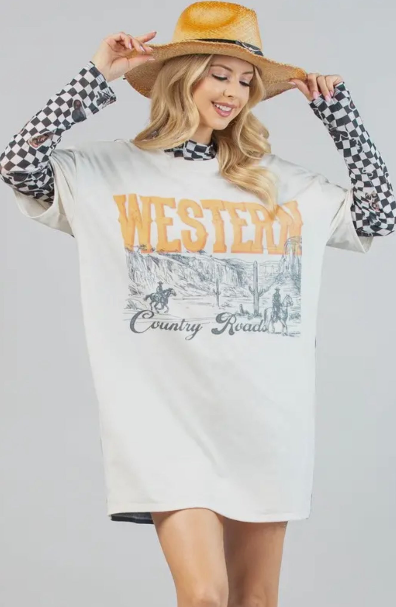 Western Country Roads Graphic T-shirt Dress
