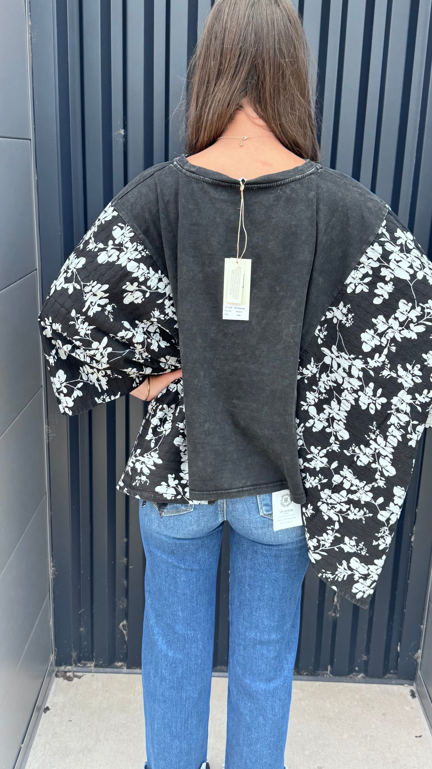Elvis Print Floral Sleeve Poncho Top