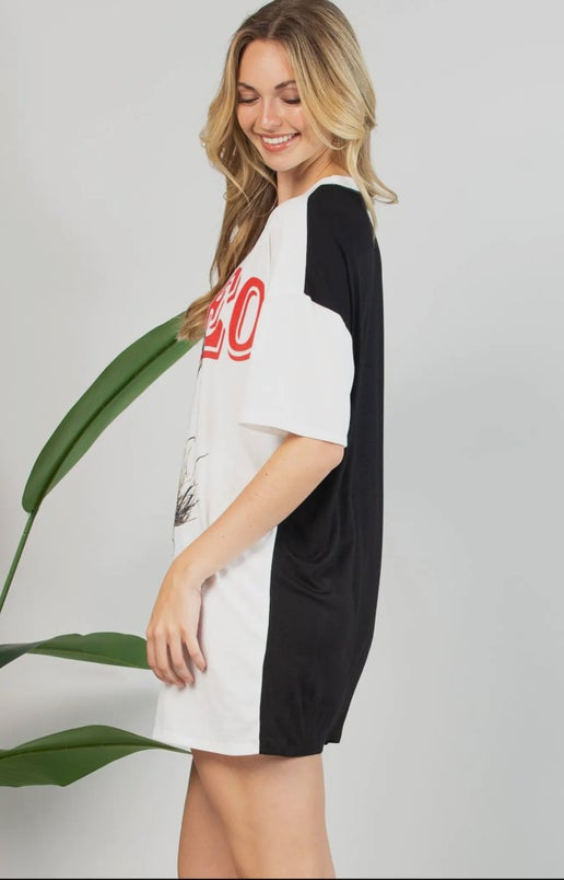 Two Tone Black Rodeo T-Shirt Dress