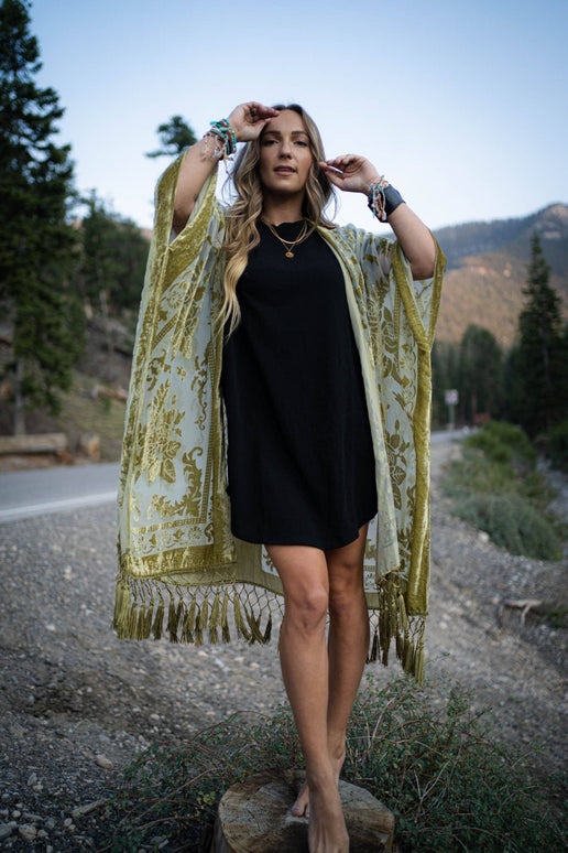 Olive Velvet Kimono