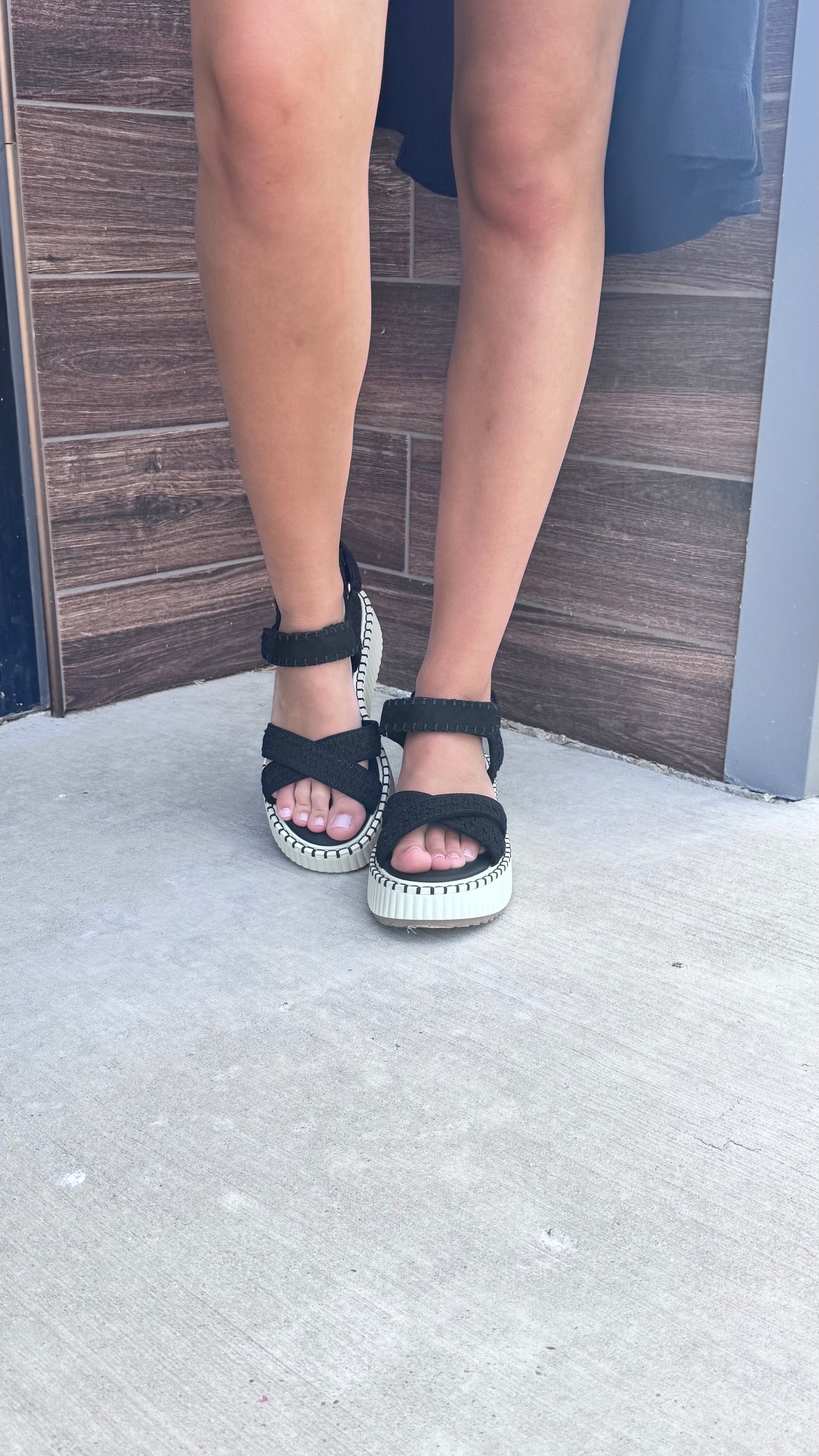 Black Woven Platform Sandal