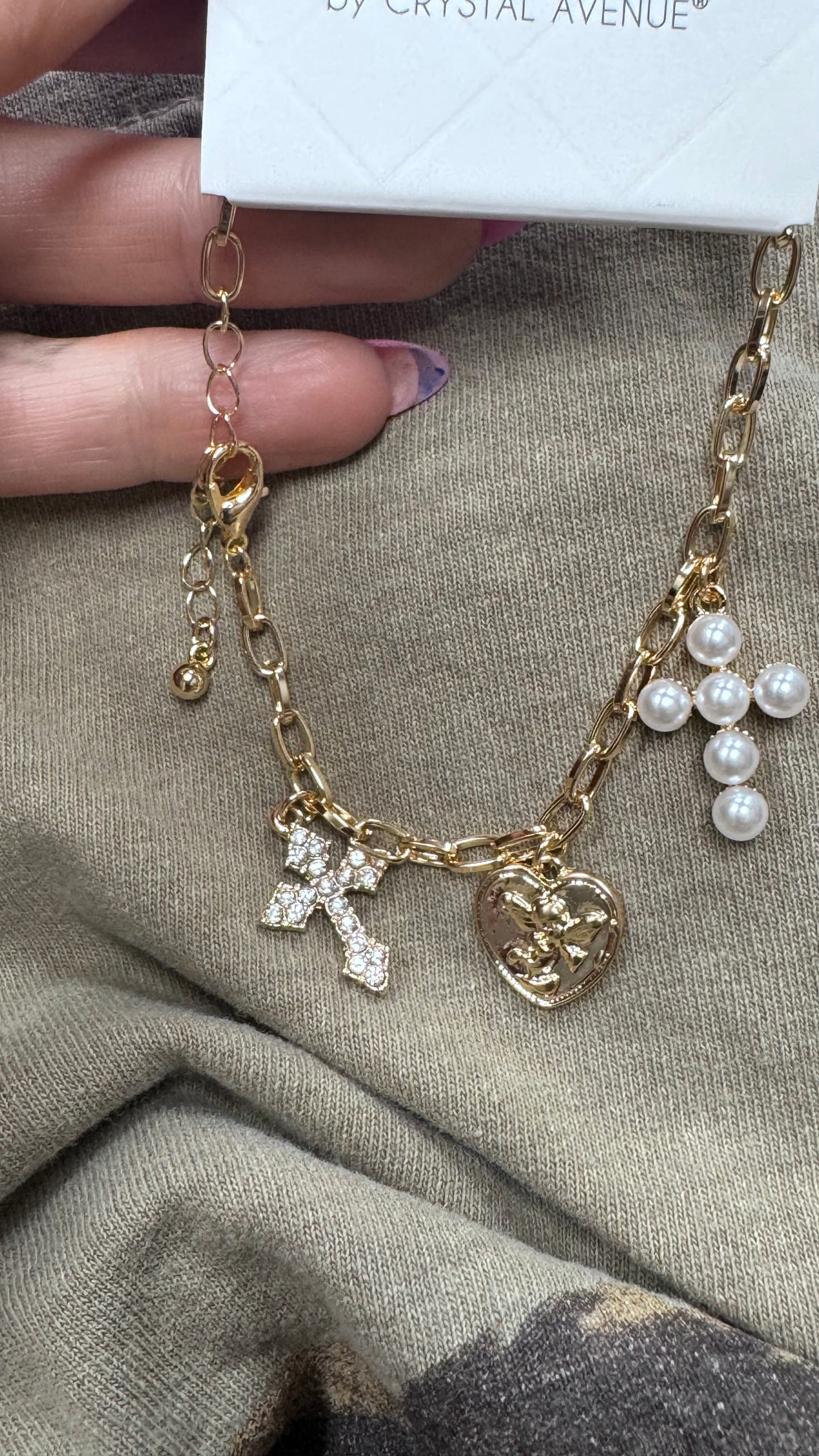 BT Gold Chain Cross Charm Braclet