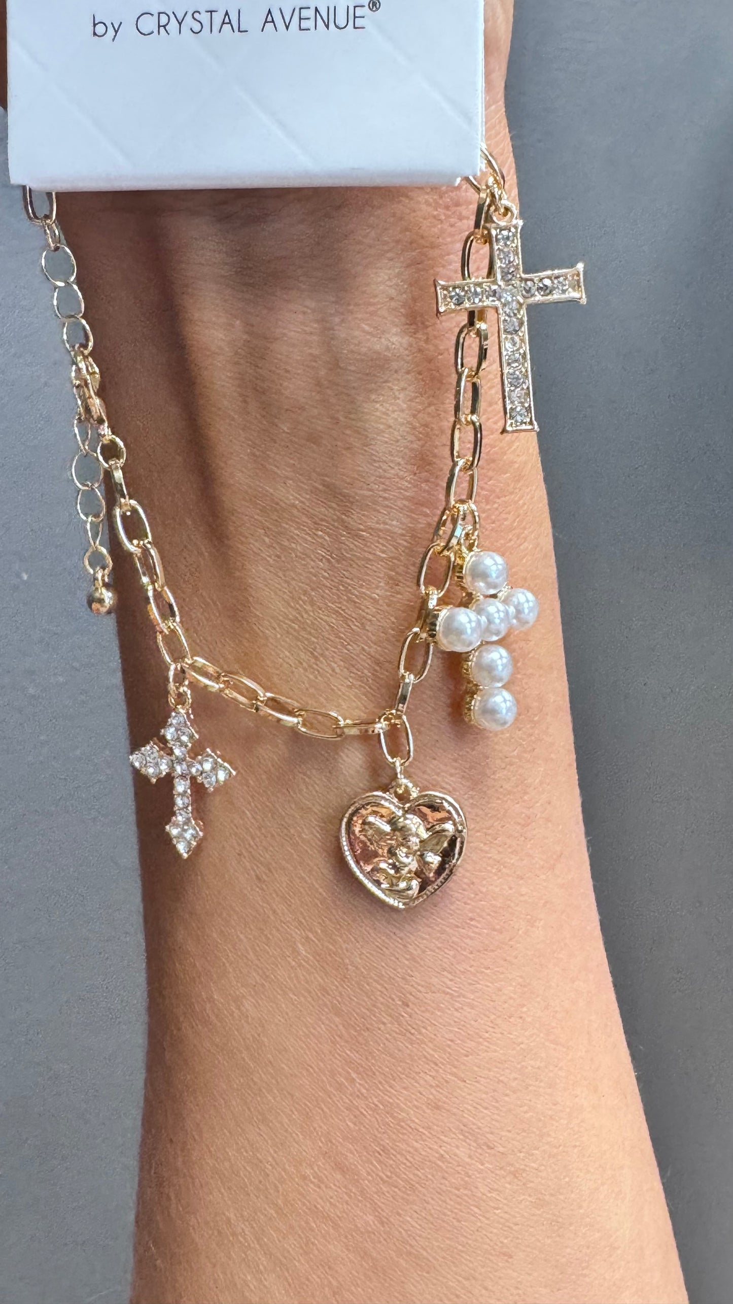 BT Gold Chain Cross Charm Braclet