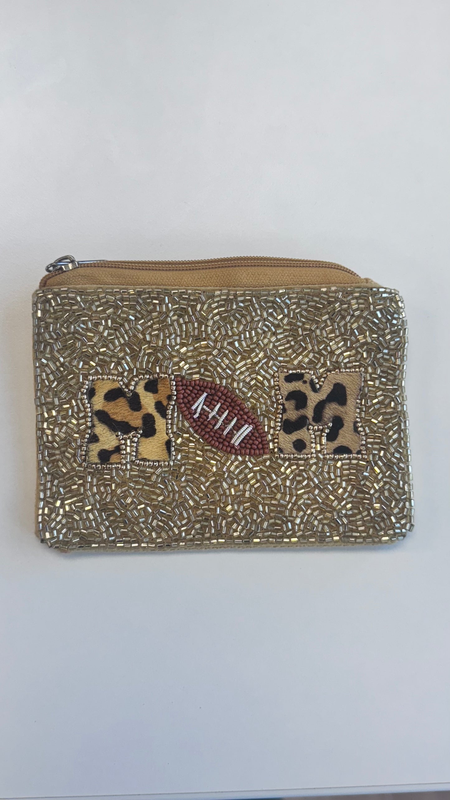 BT Football Mom Beaded Coin Purse