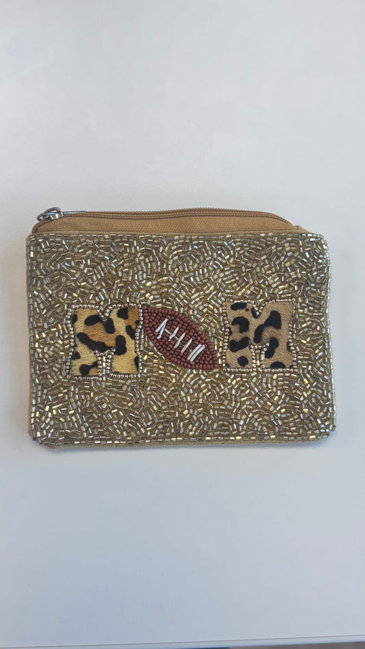 BT Football Mom Beaded Coin Purse