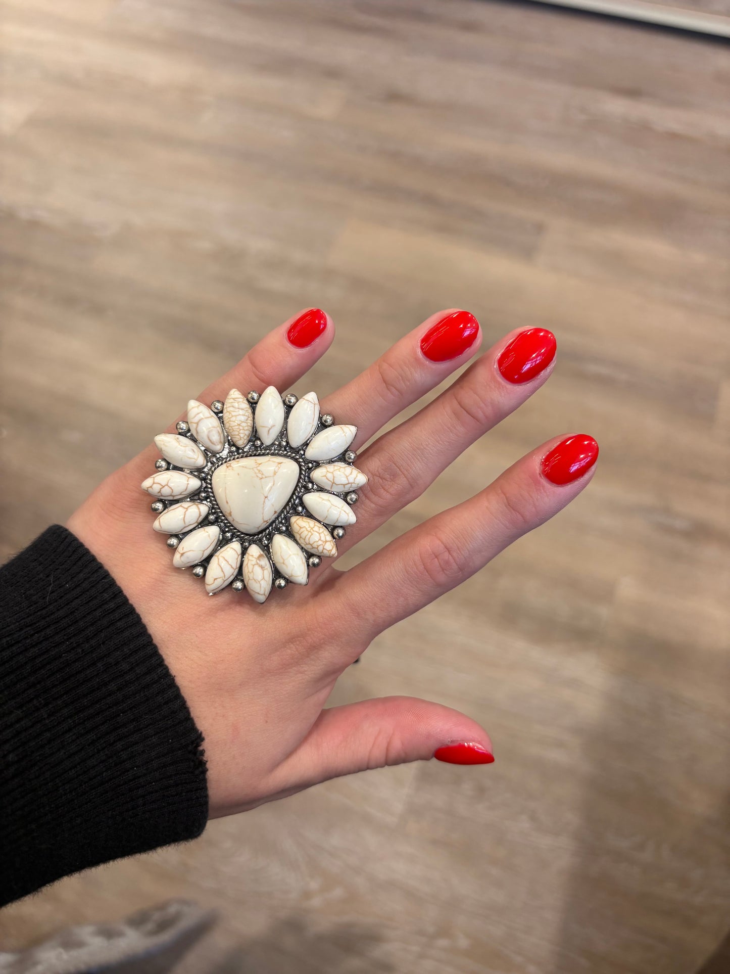 White stone oversized statement ring