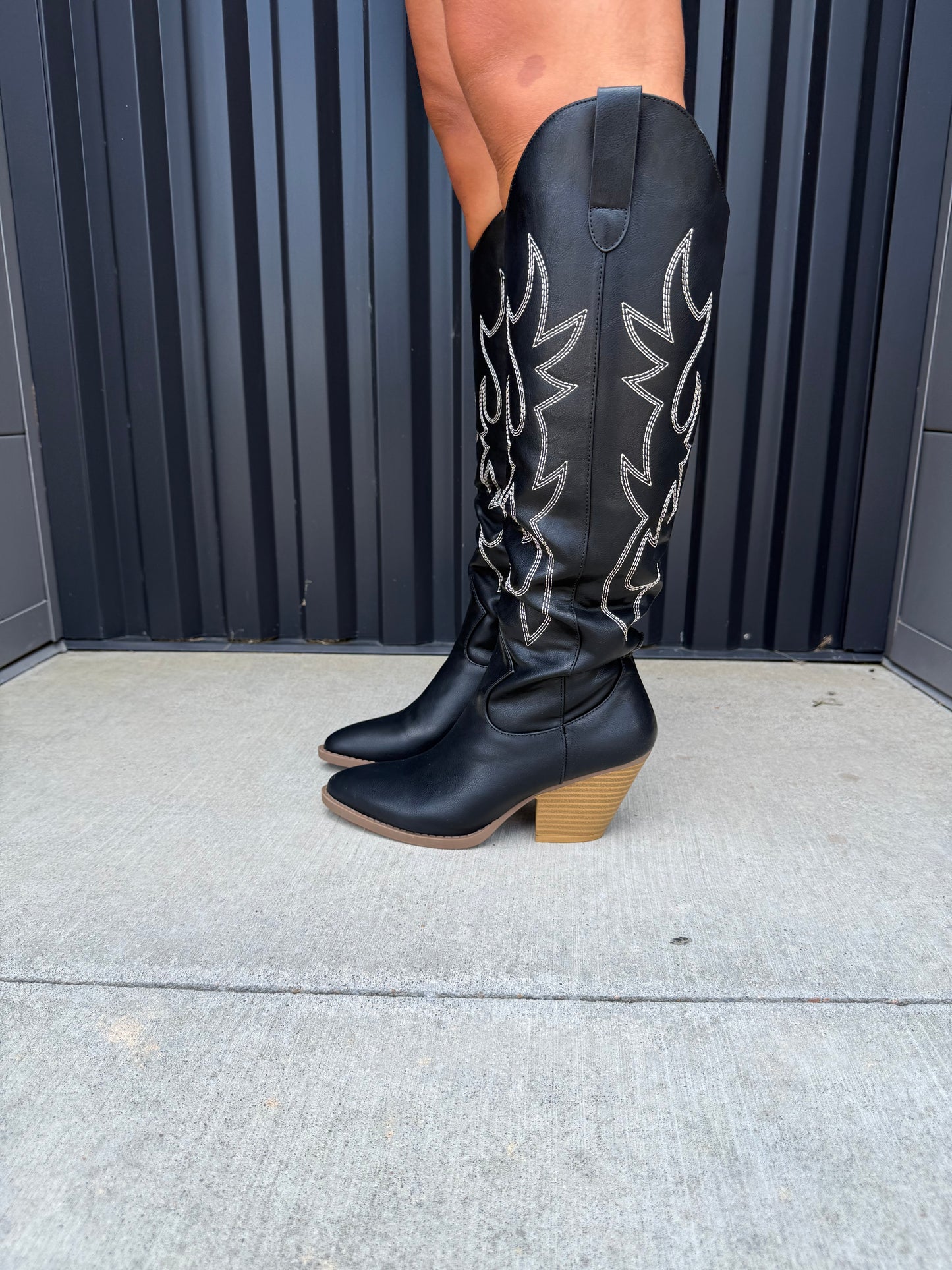 Black Knee High Western Boots