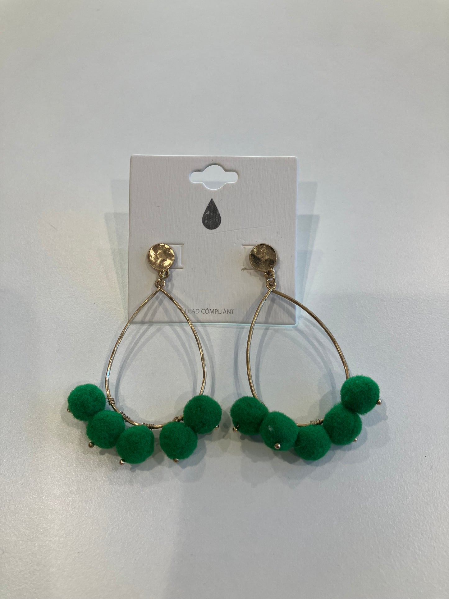 Gold and Green Oval Earrings