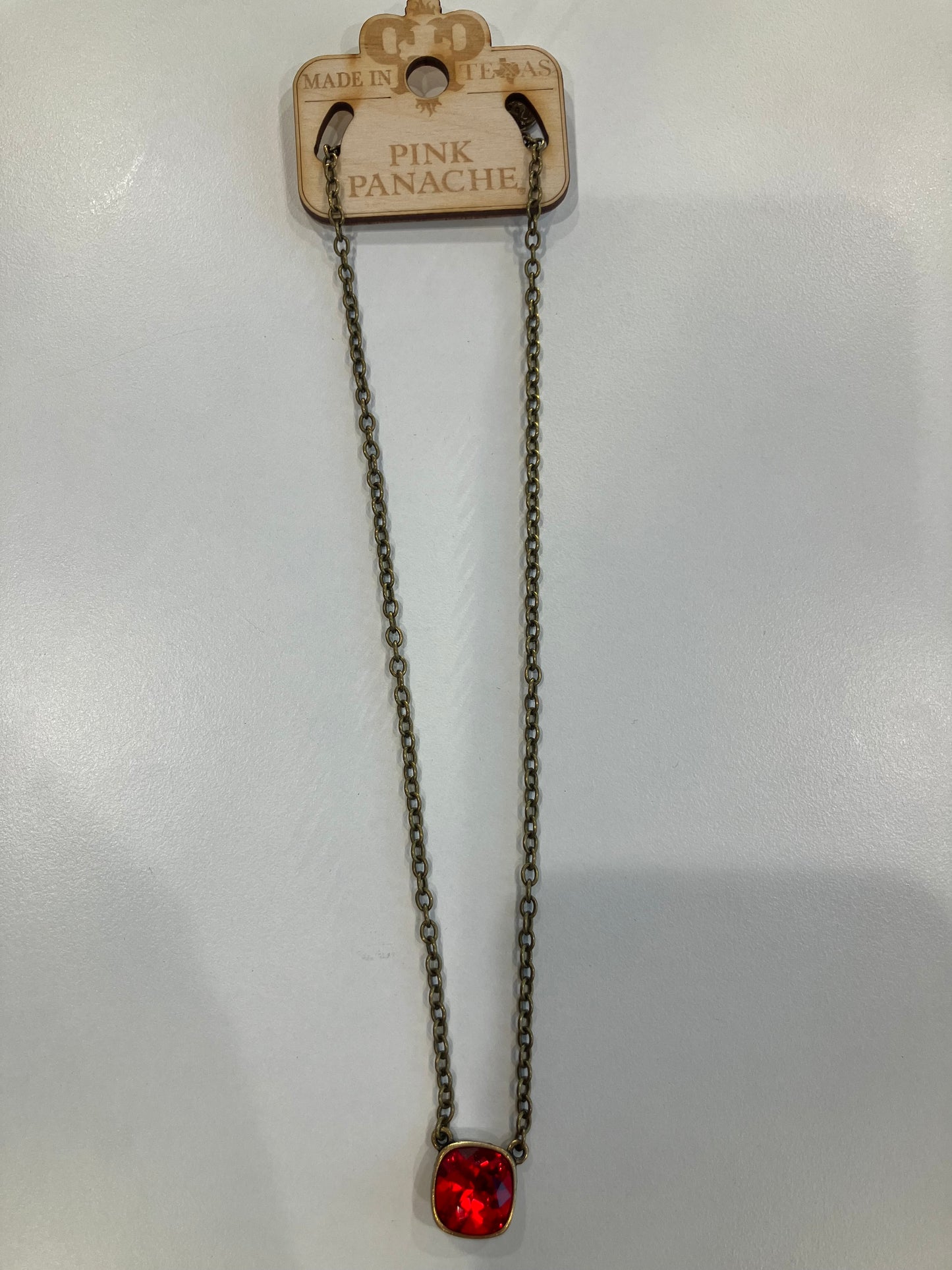 Gold Necklace w/red gem