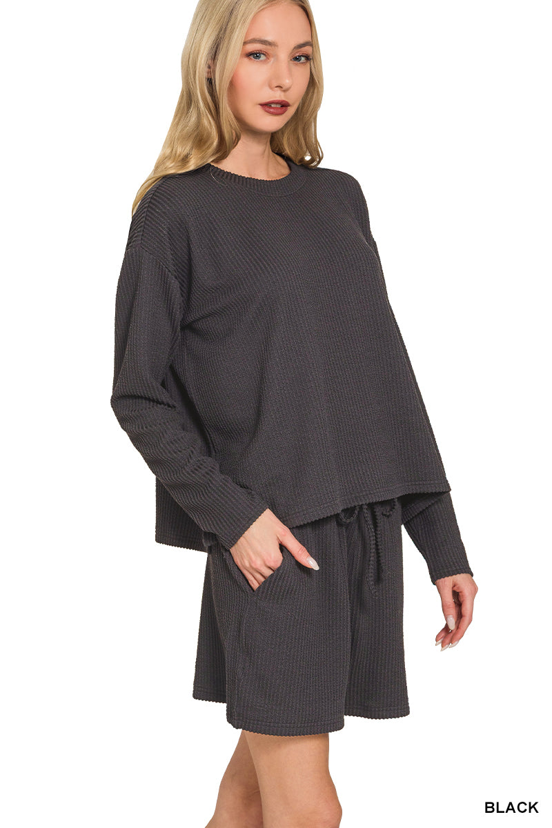 Long Sleeved Ribbed Set (multiple colors)