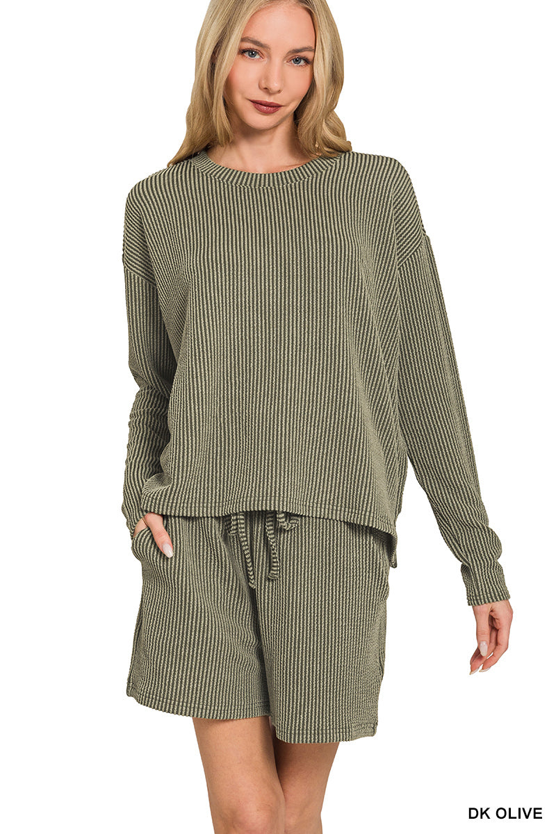 Long Sleeved Ribbed Set (multiple colors)