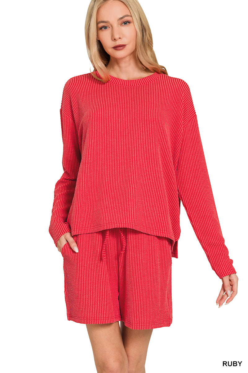 Long Sleeved Ribbed Set (multiple colors)
