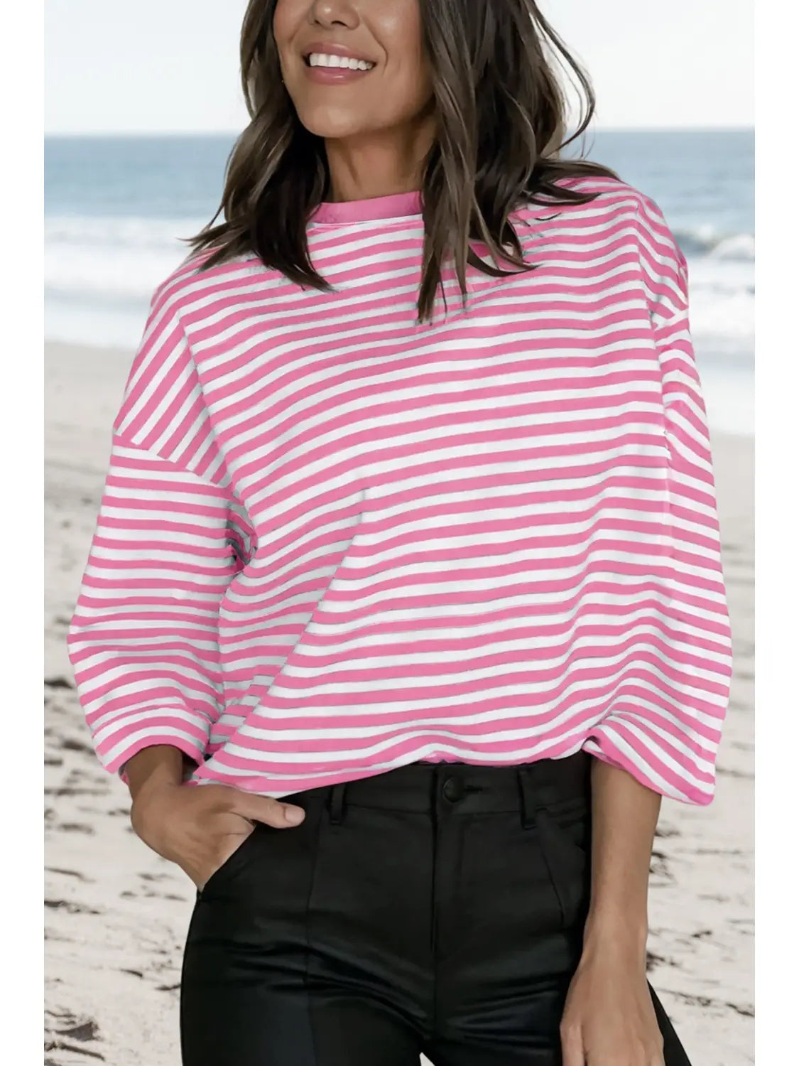 Back Bow Strip Cutout Shirt