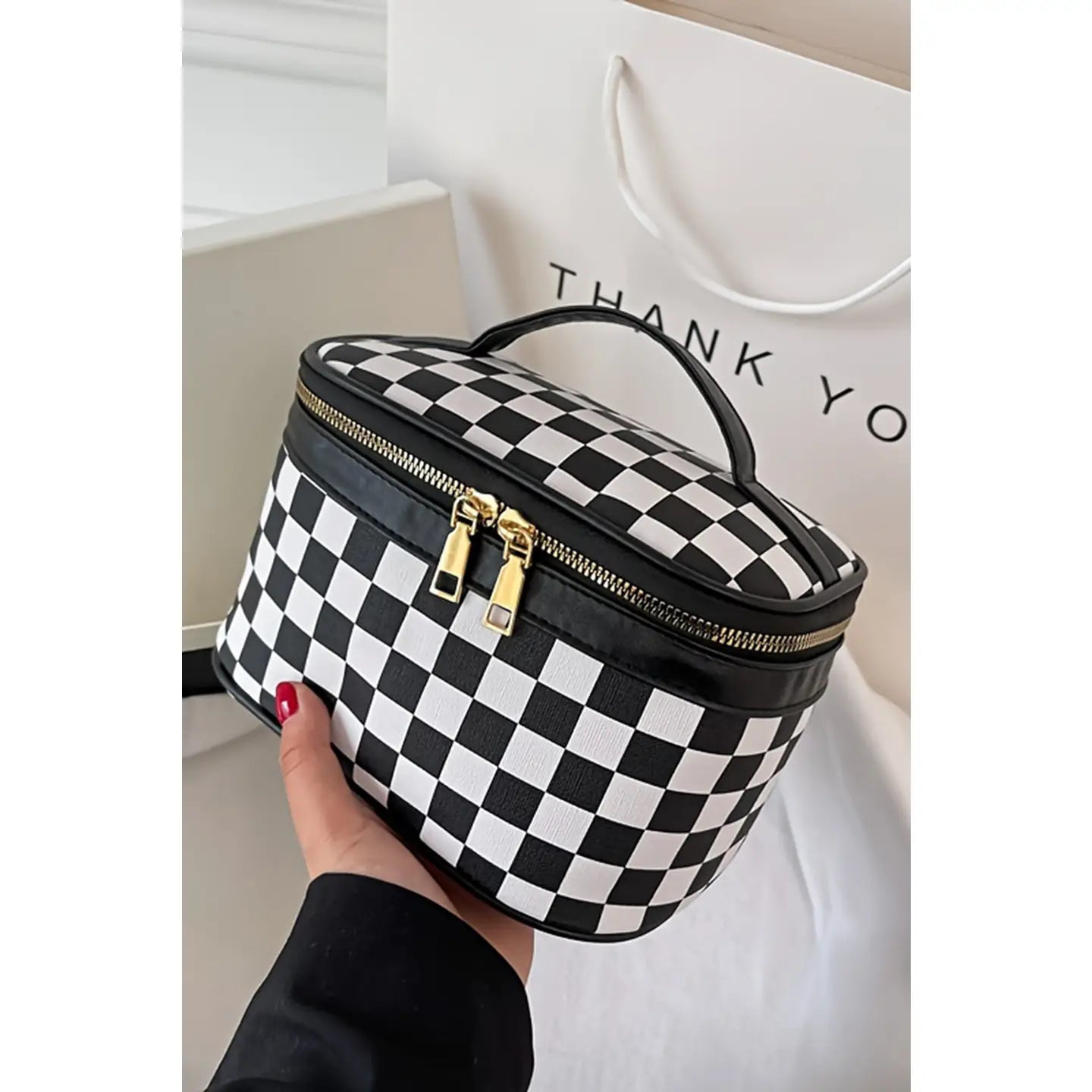 Checkered Make up Bag
