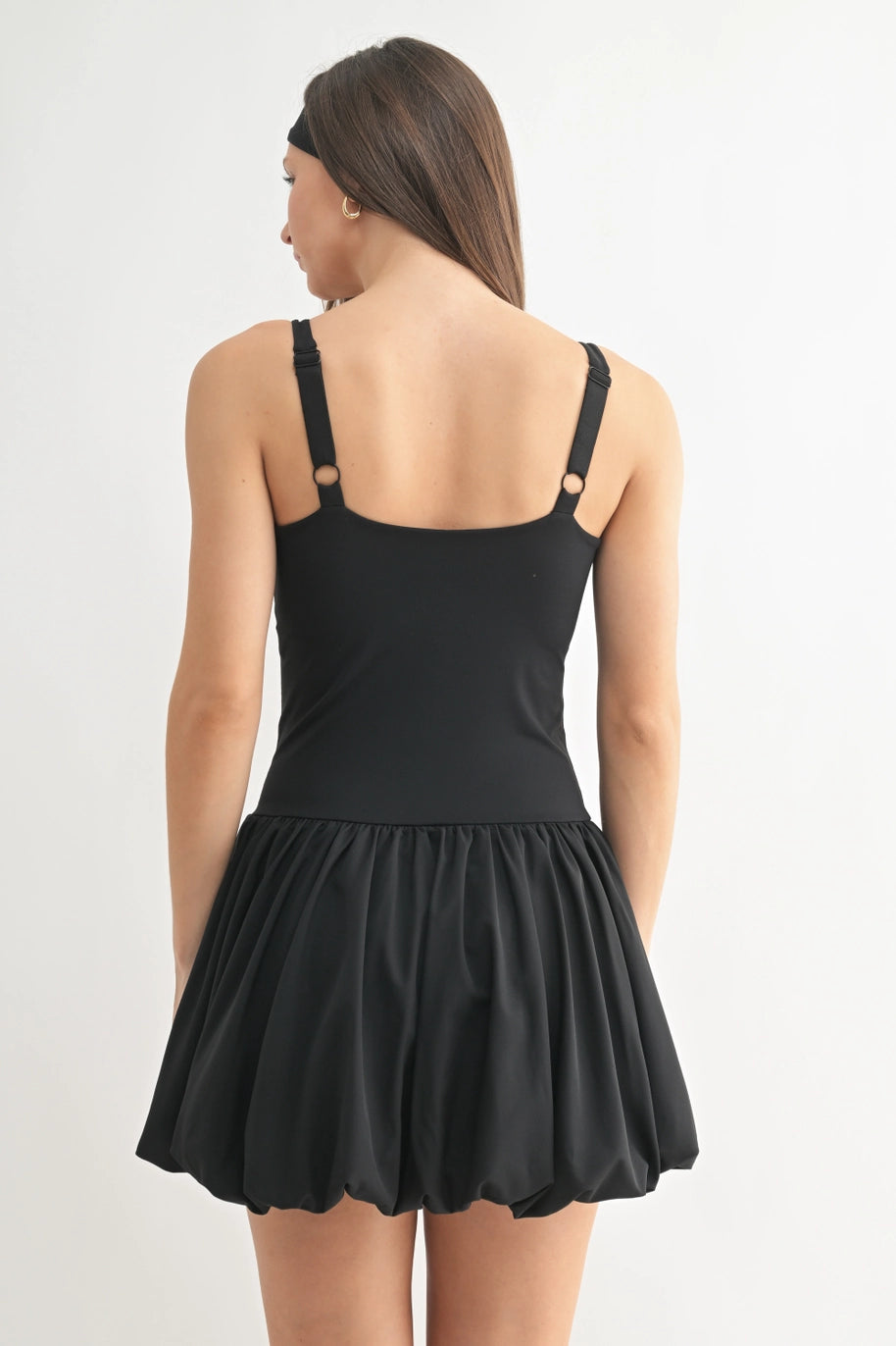 Black bubble active mini dress