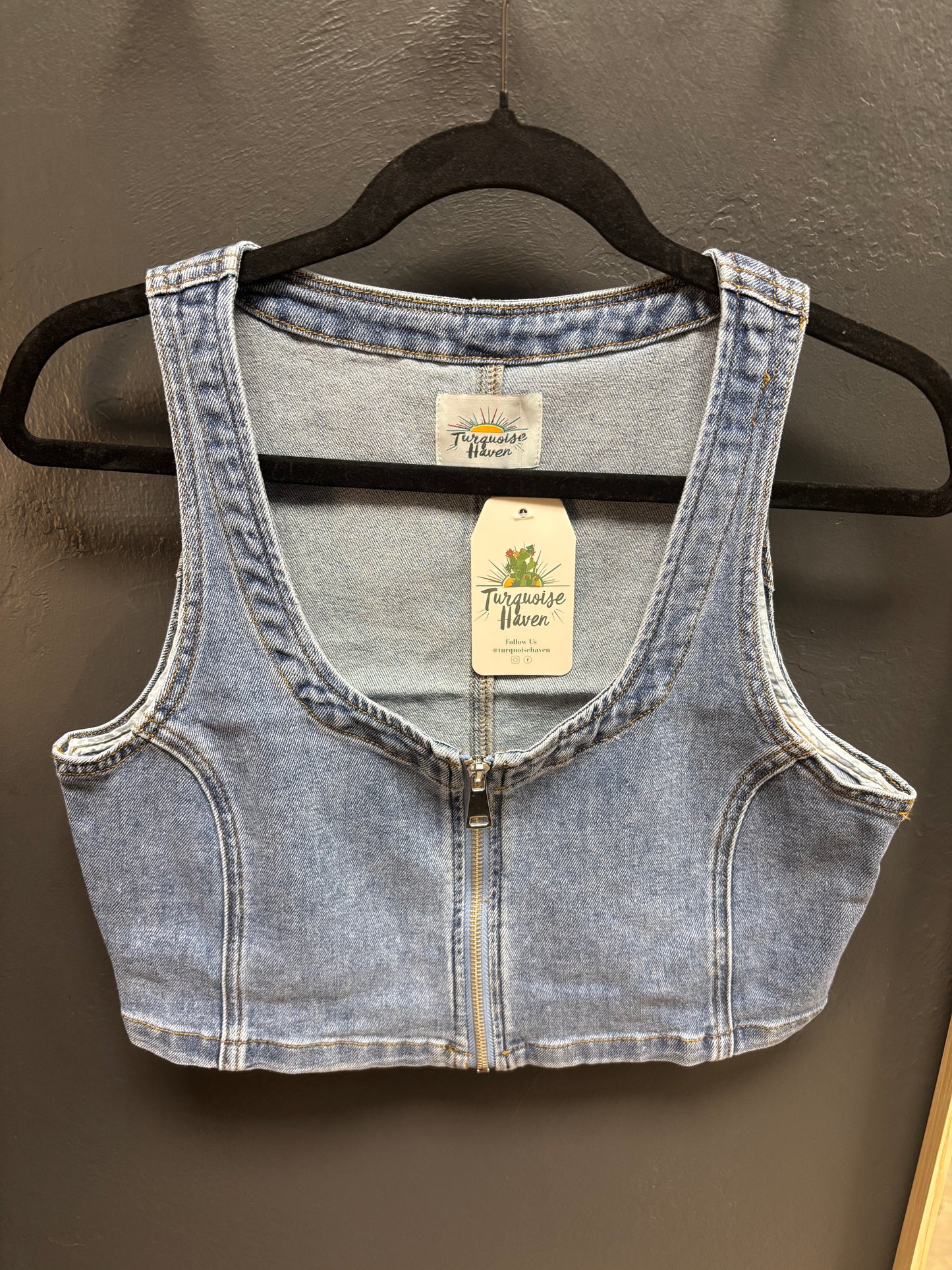 Denim Zipper Vest