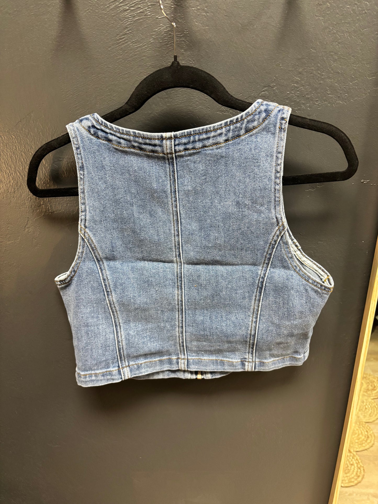 Denim Zipper Vest