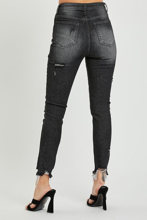 Black High-Rise Relaxed Skinny | Risen Jeans