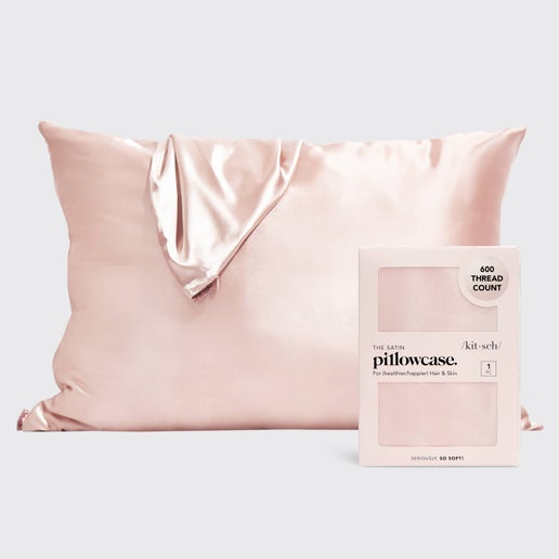 Kit-sch Satin Pillow Case Standard (Charcoal & Blush)