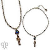 Pearl Stone Cross Necklace