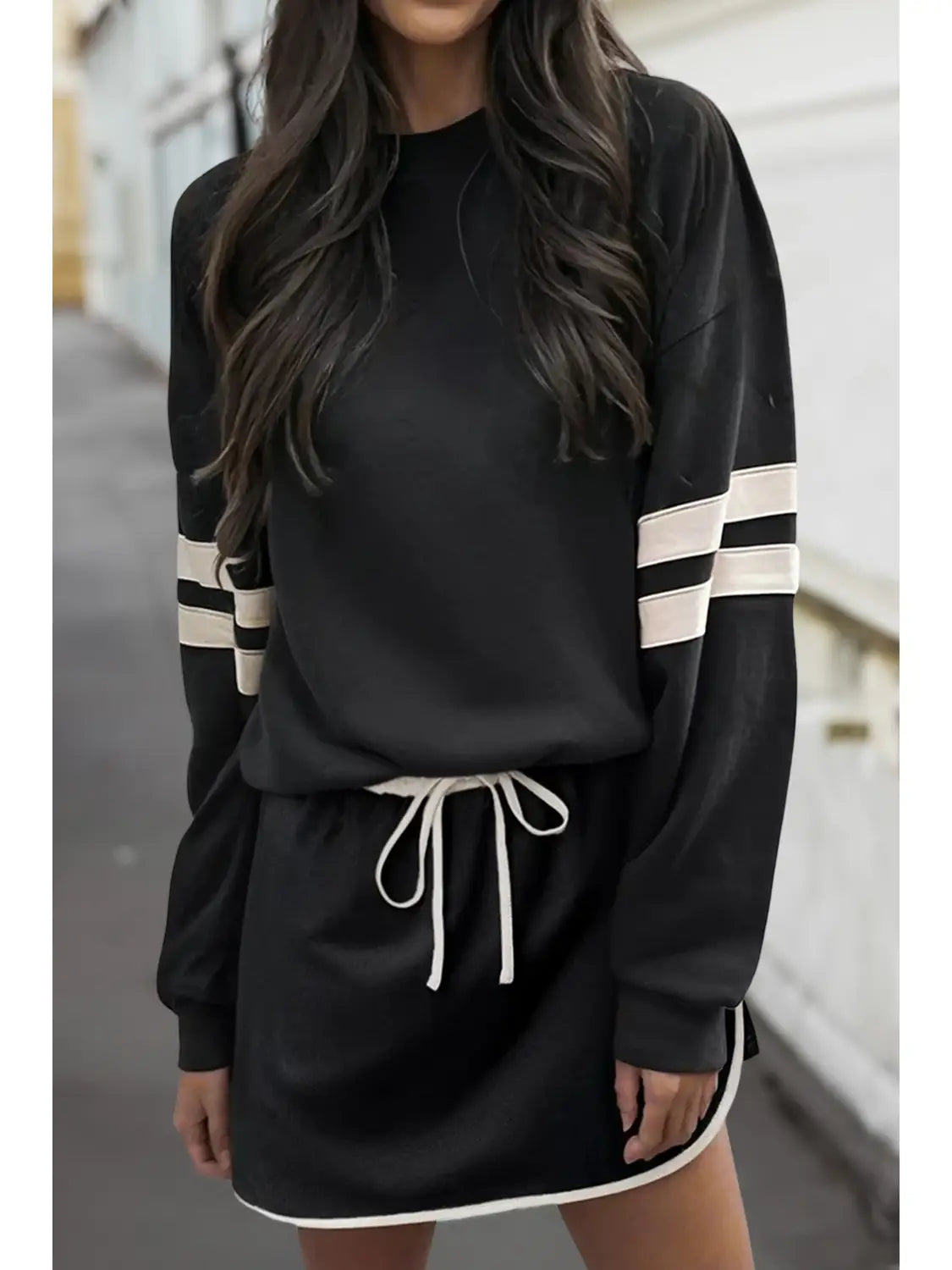 Striped Two piece skort set