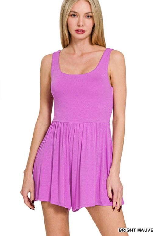 Bright Mauve Double Layered Tank Romper